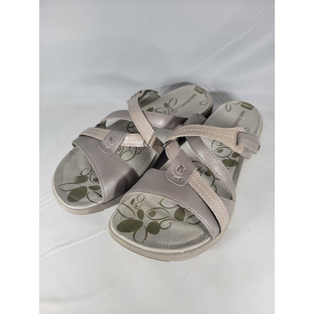 Merrell Sway Nubuck Women's Size 10 Strappy Sandals Aluminum Leather Slides